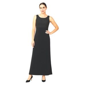 Warren‎ Petites Black Beaded Sleeveless Maxi Dress Womens Size 6 Formal